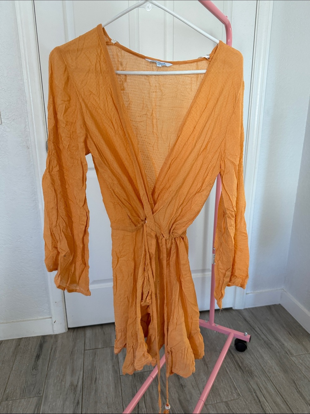 Lightweight Orange blue island Wrap dress